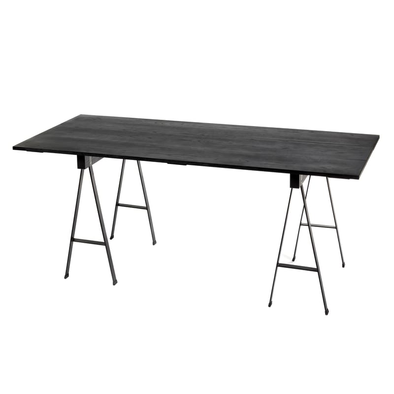 Mobilier - Tables - Table rectangulaire Studio Simple bois noir / avec tréteaux - 180 x 75 cm - Serax - Noir - Chêne, Métal