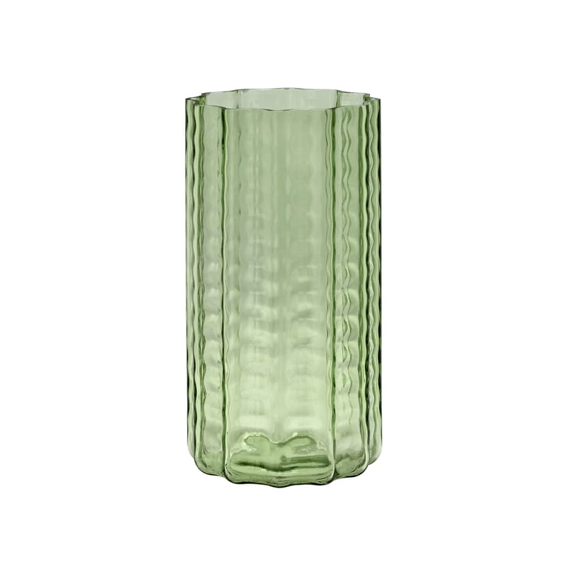 Décoration - Vases - Vase Wave 02 verre vert / Ø 15 x H 28 cm - Serax - Vert - Verre soufflé bouche