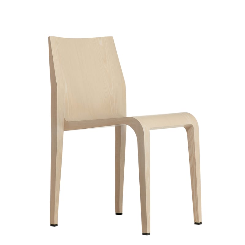 Mobilier - Chaises, fauteuils de salle à manger - Chaise empilable Laleggera blanc bois naturel - Alias - Placage chêne blanchi - Bois, Mousse