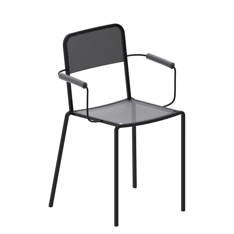 Mobilier - Chaises, fauteuils de salle à manger - Fauteuil empilable Ginger métal gris / Gris micacé - Zeus - Gris micacé - Acier peint époxy