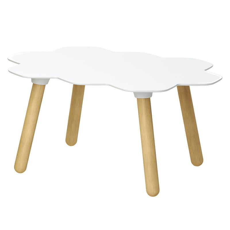 Mobilier - Tables basses - Table basse Tarta plastique bois blanc orange - Slide - Plateau blanc / Piètement bois naturel - Bois, Polyuréthane