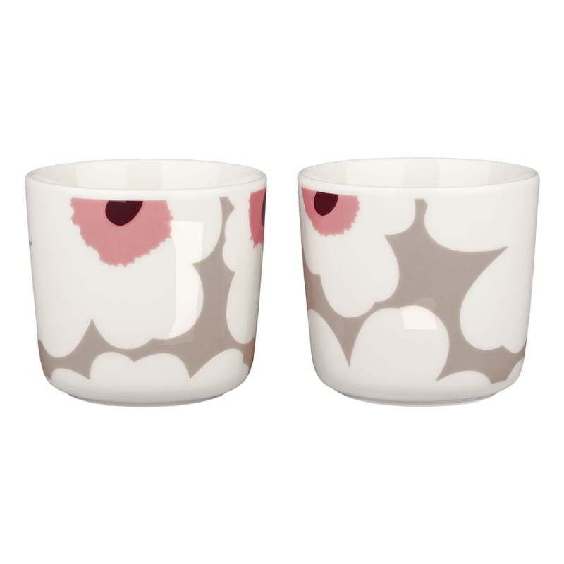 Table et cuisine - Tasses et mugs - Tasse à café Unikko céramique multicolore / Sans anse - Set de 2 - Marimekko - Unikko / Argile, rose, bordeaux - Grès