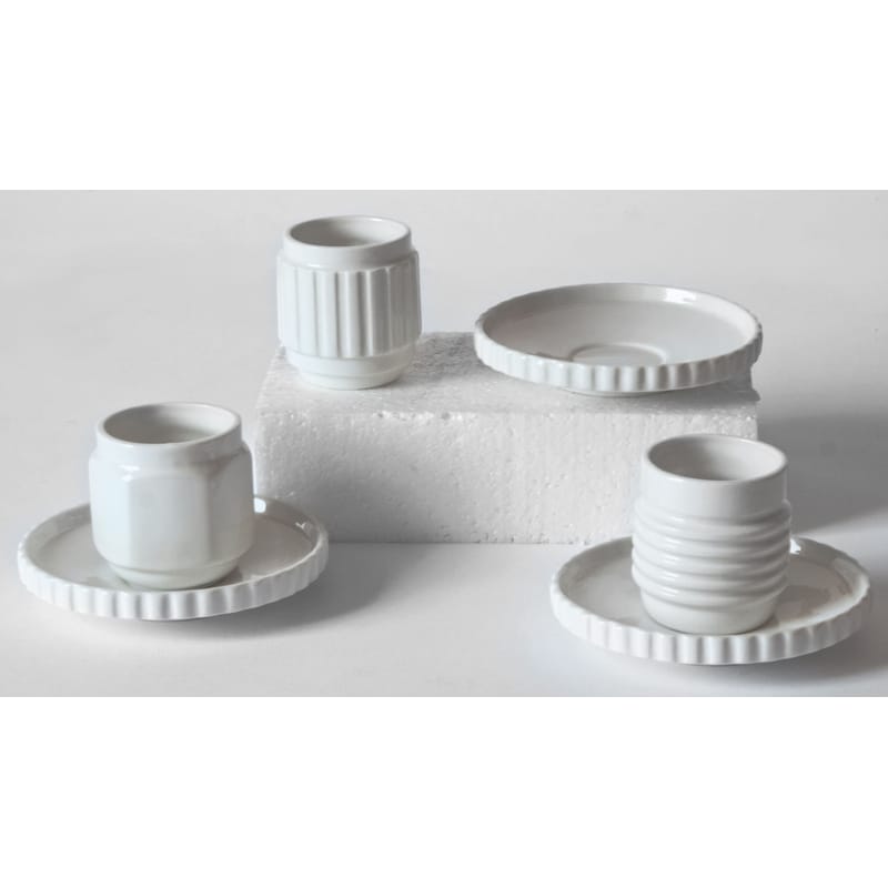 Table et cuisine - Tasses et mugs - Tasse à espresso Machine Collection céramique blanc / Set de 3 + soucoupes - Diesel living with Seletti - Blanc - Porcelaine