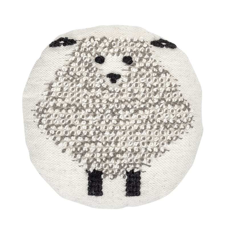 Decoration - Cushions & Poufs - Lama Cushion textile beige / Wool - Ø 45 cm - Bloomingville - Beige, grey & black - Wool