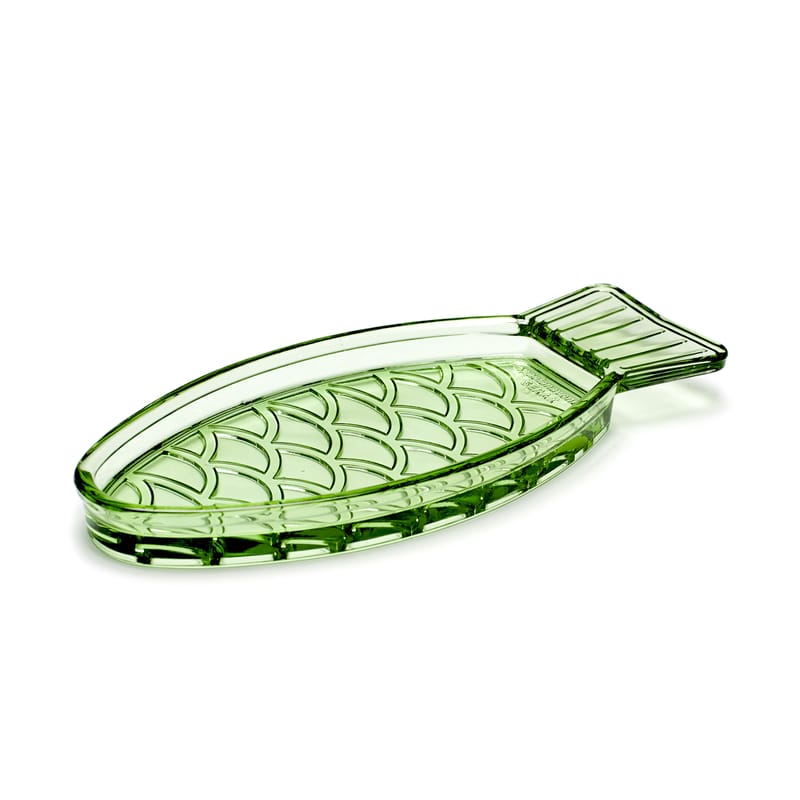 Tableware - Trays and serving dishes - Fish & Fish Dish glass green Small - 23 x 10 cm - Serax - Transparent green - Pressed glass