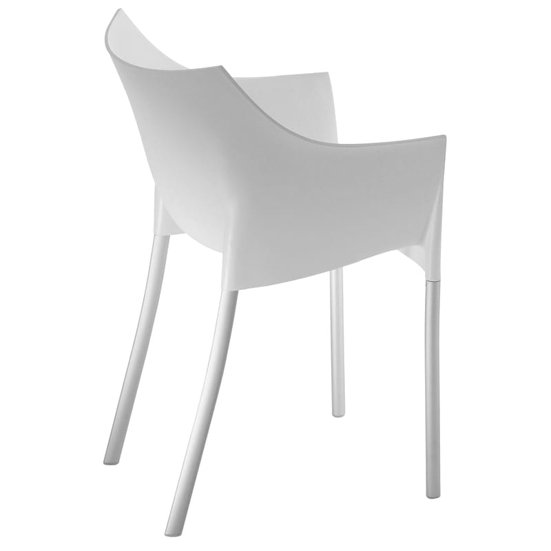 Mobilier - Chaises, fauteuils de salle à manger - Fauteuil empilable Dr. No plastique blanc / Philippe Starck, 1997 - Kartell - Blanc cire - Aluminium, Polypropylène