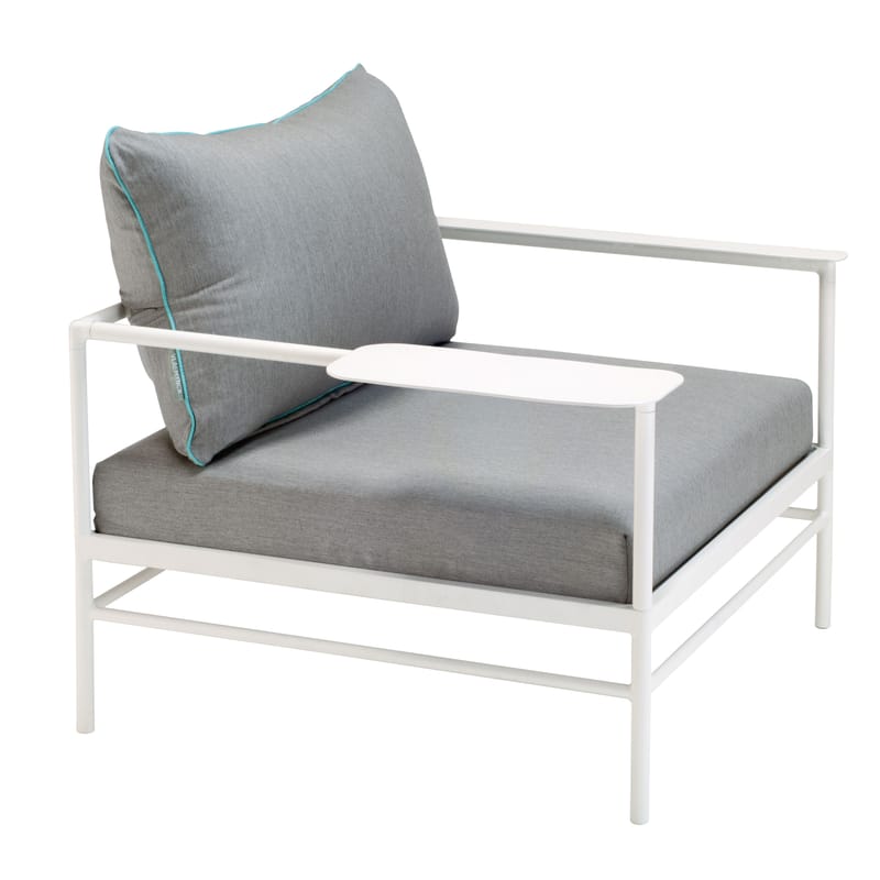 Möbel - Lounge Sessel - Gepolsterter Sessel Rivage textil grau / Stoffbezug - Vlaemynck - Stoffbezug grau / weiß - extrudiertes Aluminium, Polyurethan-Schaum, Sunbrella-Stoff