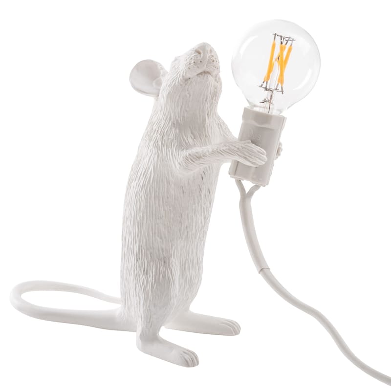 Décoration - Pour les enfants - Lampe de table Mouse Standing #1/ Souris debout plastique blanc - Seletti - Blanc - Résine