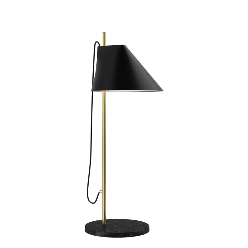 Luminaire - Lampes de table - Lampe de table Yuh LED métal pierre noir / Base marbre - Orientable - Louis Poulsen - Noir - Aluminium, Laiton, Marbre