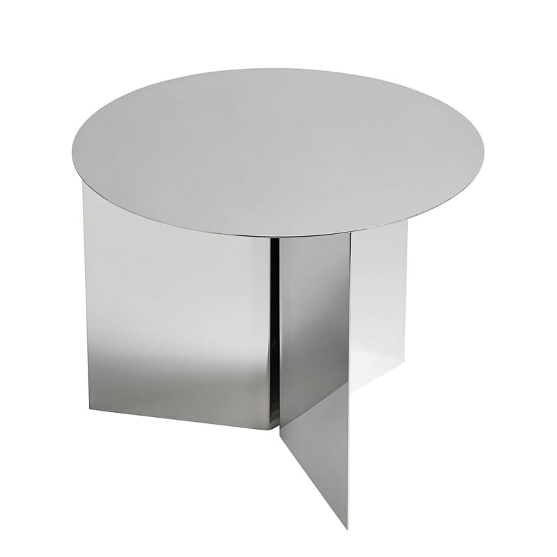Mobilier - Tables basses - Table d\'appoint Slit Metal basse argent métal / Ø 45 x H 35 cm - Hay - Miroir poli - Acier laqué époxy