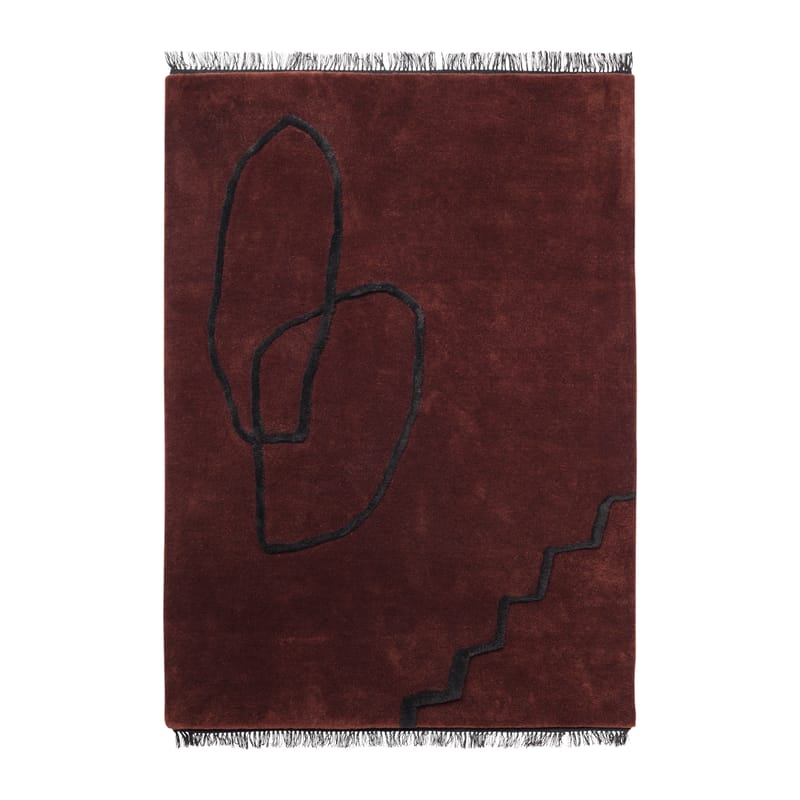 Décoration - Tapis - Tapis Désert  rouge / 140 x 200 cm - Tissé main - Ferm Living - Rouille - Coton, Laine