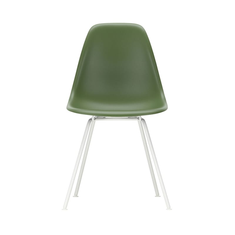 Mobilier - Chaises, fauteuils de salle à manger - Chaise DSX - Eames Plastic Side Chair plastique vert / (1950) - Pieds blancs - Vitra - Vert forêt / Pieds blancs - Acier laqué époxy, Polypropylène