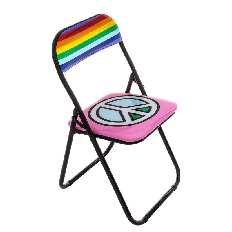Mobilier - Chaises, fauteuils de salle à manger - Chaise pliante Peace plastique multicolore / rembourrée - Seletti - Peace - Métal, Mousse, PVC