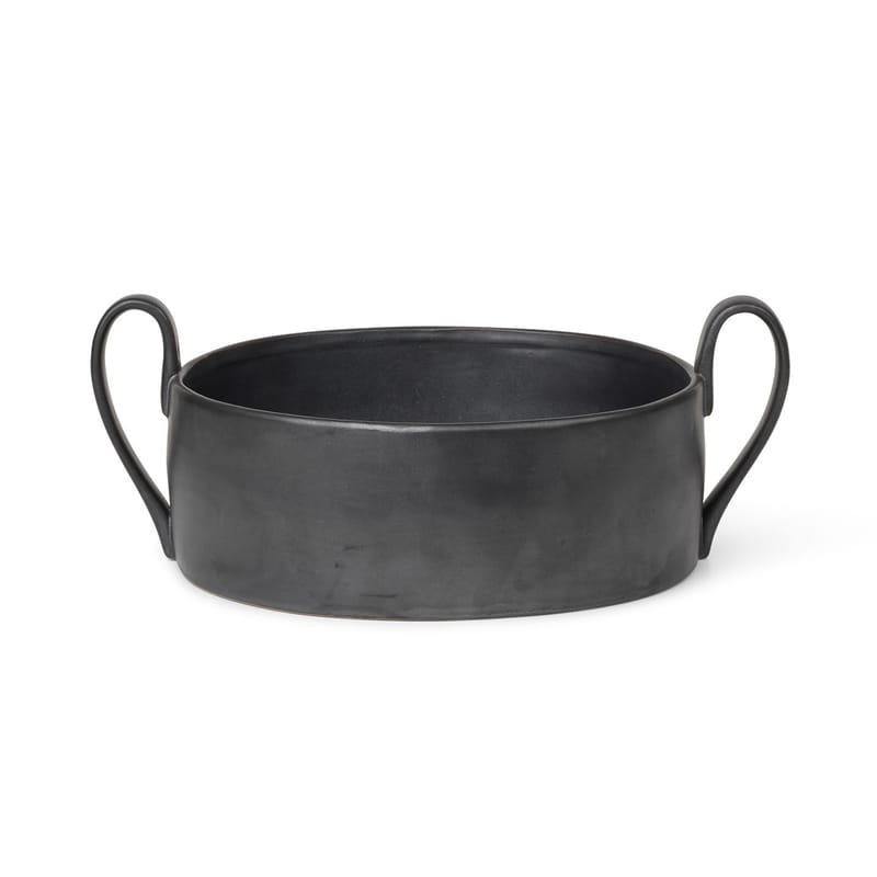 Table et cuisine - Saladiers, coupes et bols - Coupe Flow céramique noir / Ø 25 cm - Ferm Living - Noir - Porcelaine émaillée
