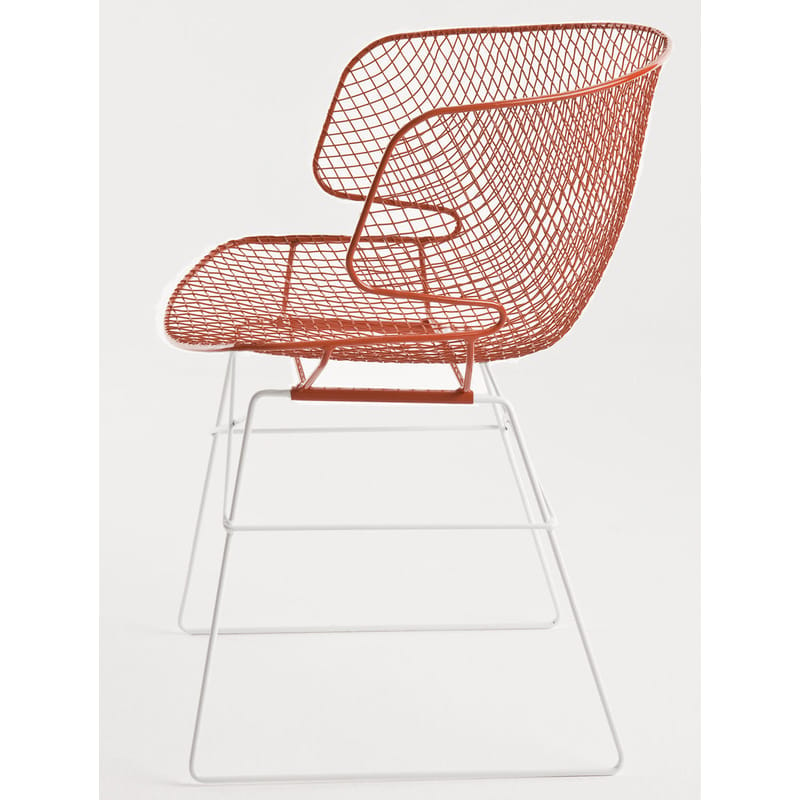 Mobilier - Chaises, fauteuils de salle à manger - Fauteuil Arkys métal blanc orange - Eumenes - Structure blanche / siège orange - Acier galvanisé verni