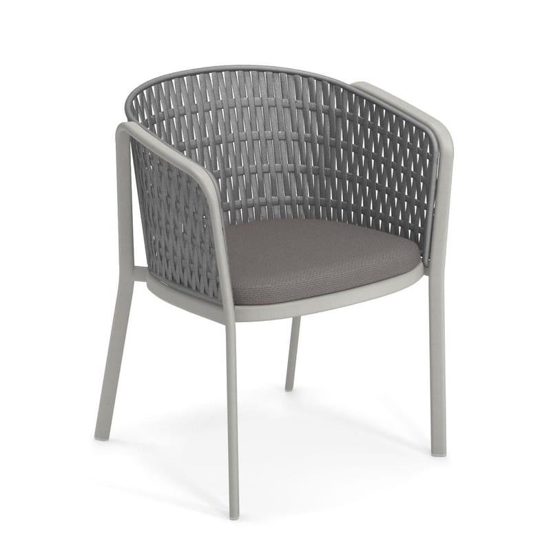 Mobilier - Chaises, fauteuils de salle à manger - Fauteuil Carousel / Corde synthétique - Emu - Ciment / Corde grise - Aluminium, Corde synthétique