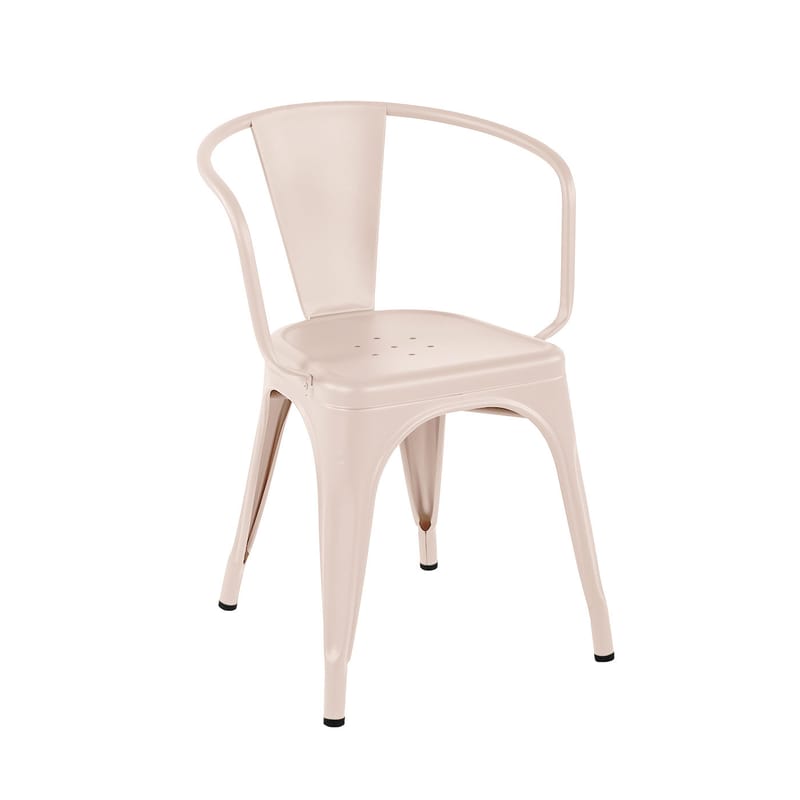 Mobilier - Chaises, fauteuils de salle à manger - Fauteuil empilable A56 Outdoor métal rose / Inox Couleur - Pour l\'extérieur - Tolix - Rose poudré (mat fine texture) - Acier inoxydable laqué