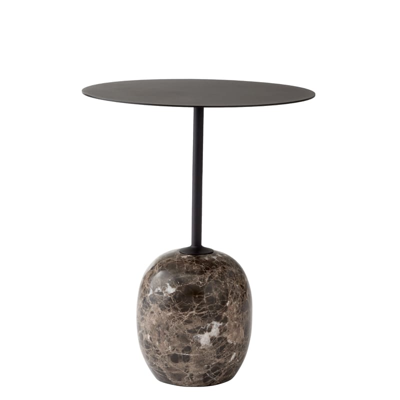 Mobilier - Tables basses - Guéridon Lato LN8 métal pierre marron noir / Marbre - Ø 40 x H 50 cm - &tradition - Métal noir / Marbre brun - Acier peint, Marbre