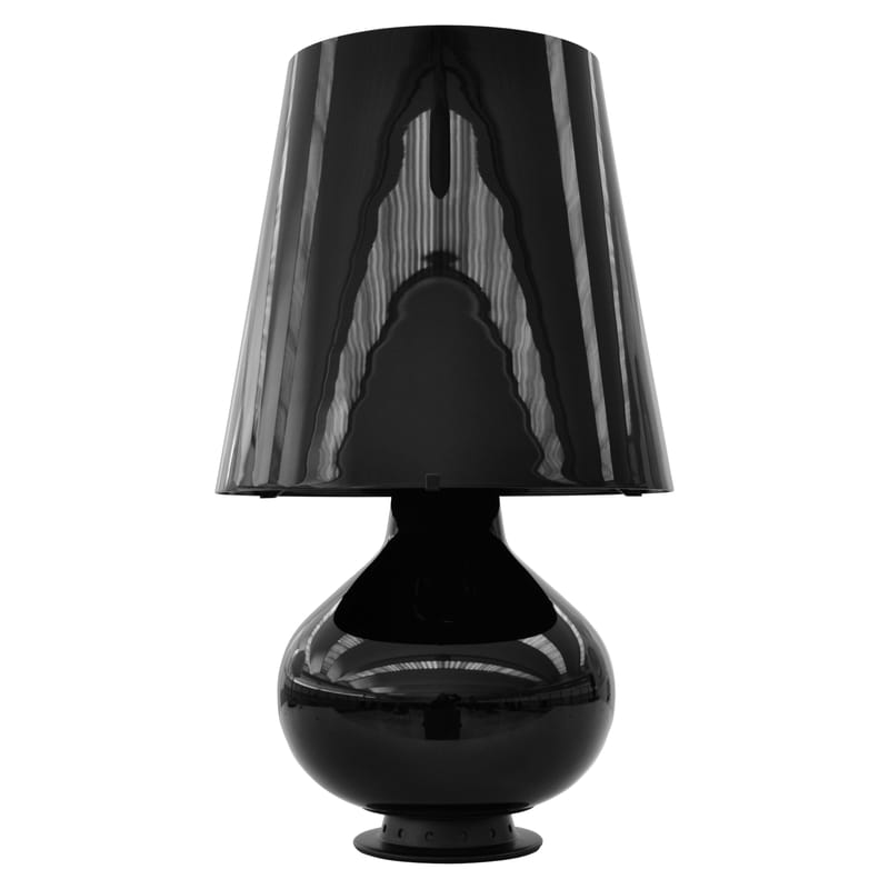 Luminaire - Lampes de table - Lampe de table Fontana Large verre noir / H 78 cm - Fontana Arte - Noir - Métal peint, Verre soufflé
