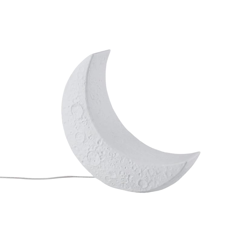 Décoration - Pour les enfants - Lampe de table My Tiny Moon céramique blanc / L 36,9 x H 33 cm - Seletti - Blanc - Porcelaine