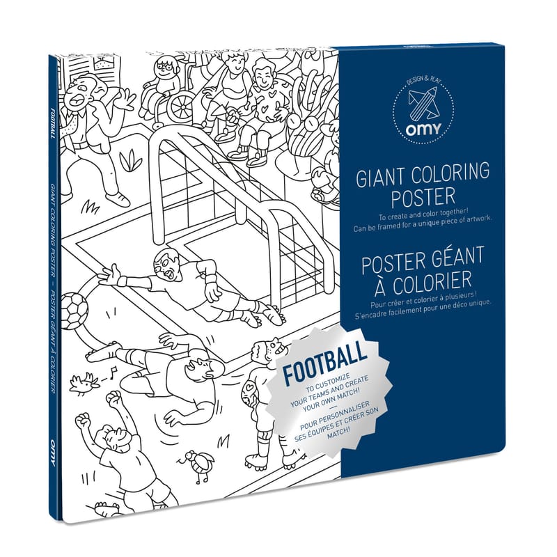 Décoration - Pour les enfants - Poster à colorier Football papier blanc noir / 100 x 70 cm - OMY Design & Play - Football - Papier