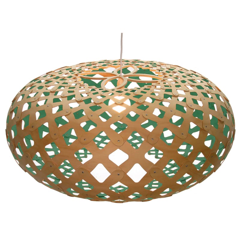Luminaire - Suspensions - Suspension Kina vert bois naturel / Ø 80 cm - Bicolore - David Trubridge - Vert d\'eau / bambou naturel - Bambou