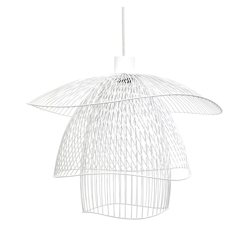 Luminaire - Suspensions - Suspension Papillon Small métal blanc / Ø 56 cm - Forestier - Blanc - Acier thermolaqué
