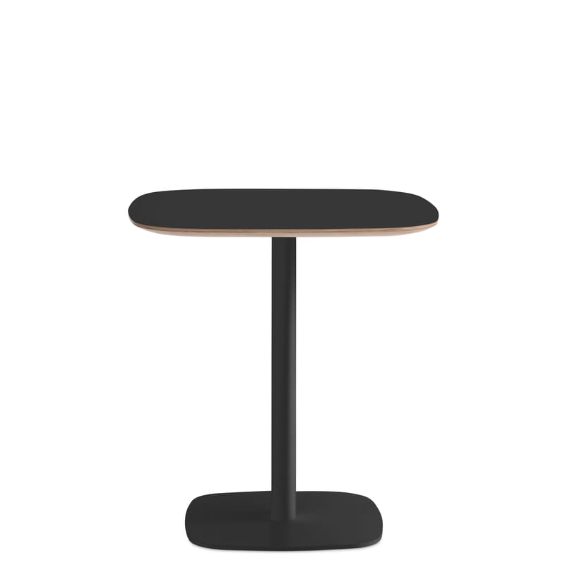 Mobilier - Tables - Table carrée Form métal plastique bois noir / 70x70 cm - Linoelum & chêne - Normann Copenhagen - Noir / Chêne - Acier laqué, Chêne laqué, Chêne recouvert de linoleum