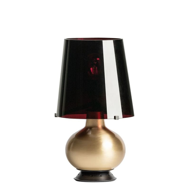 Lighting - Table Lamps - Fontana Small Table lamp metal glass black gold / H 34 cm - Glass & brass - Fontana Arte - Black / Brass - Blown glass, Brass