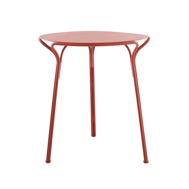 Jardin - Tables de jardin - Table ronde HiRay métal rouge / Ø 65 cm - Kartell - Rouge rouille - Acier galvanisé peint