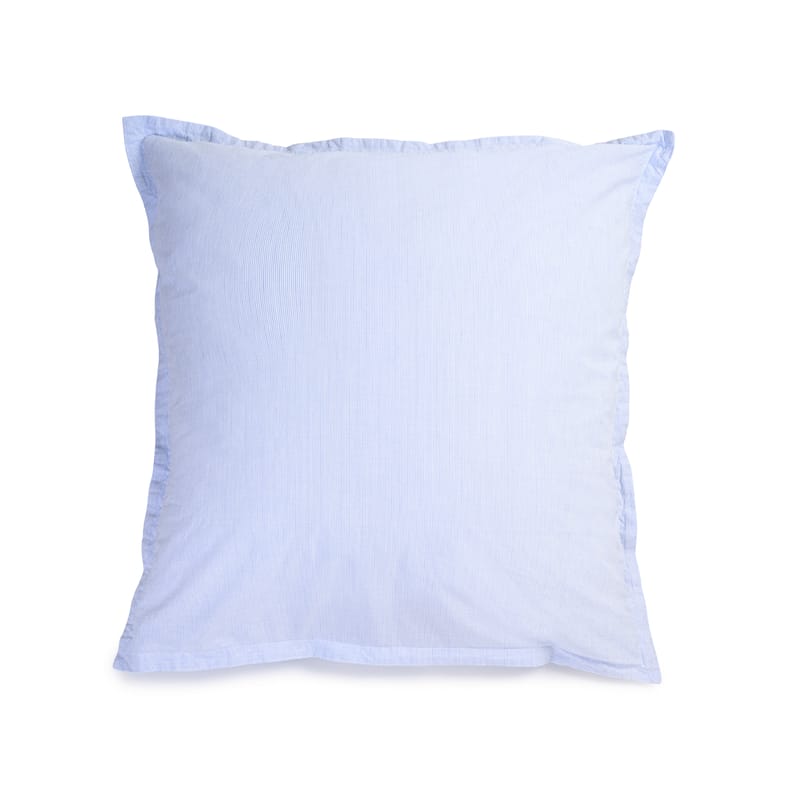 Décoration - Textile - Taie d\'oreiller 65 x 65 cm  tissu bleu / Percale lavée - Au Printemps Paris - 65 x 65 cm / Rayé bleu - Percale de coton lavée