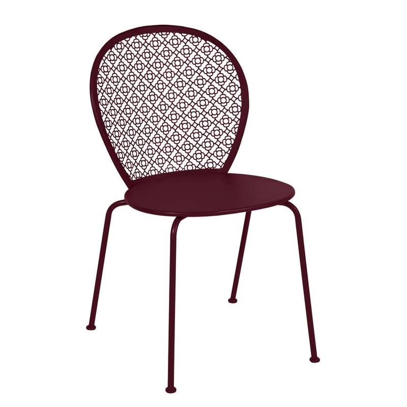Mobilier - Chaises, fauteuils de salle à manger - Chaise empilable Lorette métal violet - Fermob - Cerise noire - Acier laqué