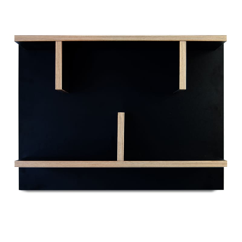 Mobilier - Etagères & bibliothèques - Etagère Rack noir bois naturel / L 60 x H 45 cm - POP UP HOME - Noir / Tranches : bois - Mélamine