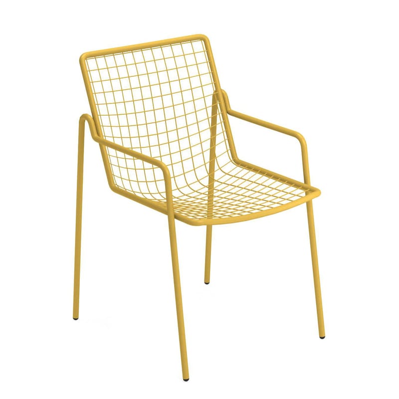 Mobilier - Chaises, fauteuils de salle à manger - Fauteuil empilable Rio R50 métal jaune - Emu - Jaune Curry - Acier