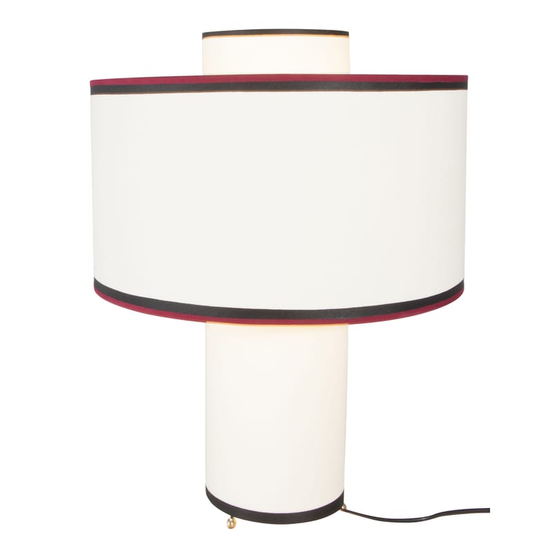 Luminaire - Lampes de table - Lampe de table Bianca tissu blanc rouge /  H 47 cm - Maison Sarah Lavoine - Ecru / Biais rouge & noir - Coton, Métal