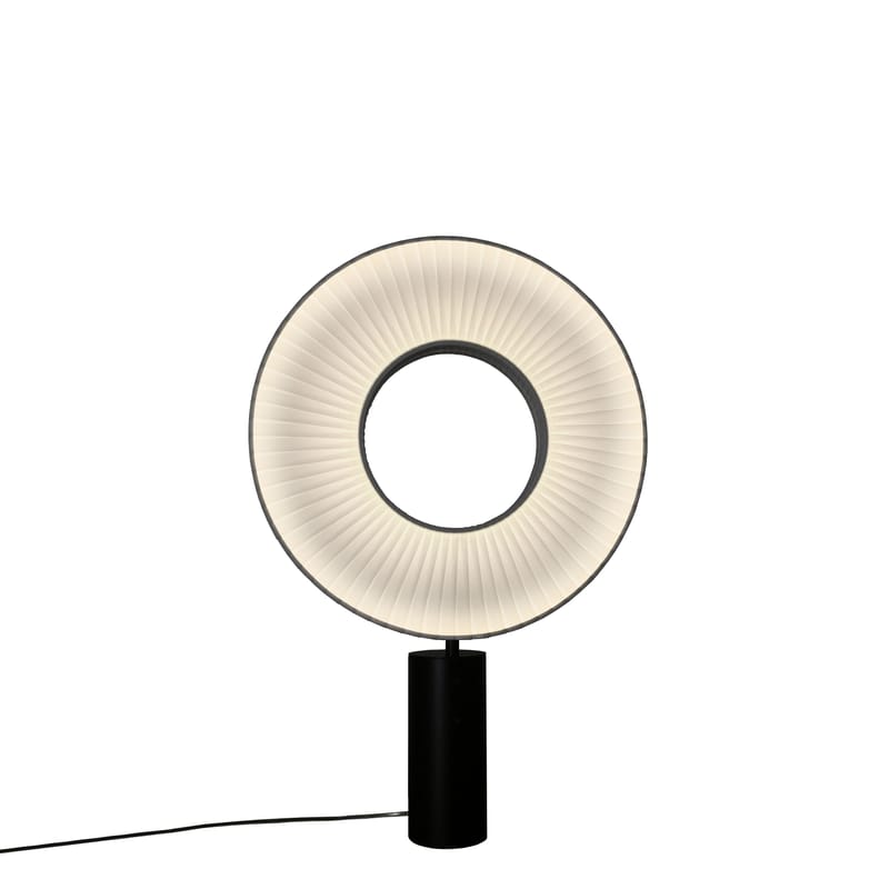 Luminaire - Lampes de table - Lampe de table Iris LED tissu blanc / H 55 cm - éclairage recto-verso - Dix Heures Dix - H 55 cm / Blanc & noir - Métal laqué, Tissu polyester