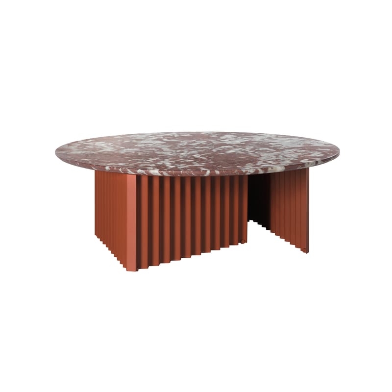 Mobilier - Tables basses - Table basse Plec pierre rouge / Marbre - Ø 90 x H 32 cm - RS BARCELONA - Terracotta - Acier, Marbre