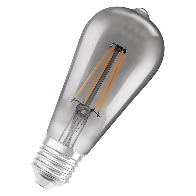 Luminaire - Ampoules et accessoires - Ampoule LED E27 connectée Smart+ verre gris / Filaments Edison - 6W = 60W / Bluetooth - Variable - Ledvance - Fumé - Verre sans plomb
