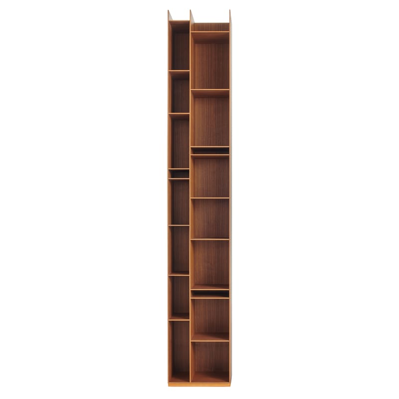 Möbel - Regale und Bücherregale - Bücherregal Random 2C holz natur / L 36 x H 217 cm - MDF Italia - Nussbaum - MDF furniert in Canaletto Walnuss