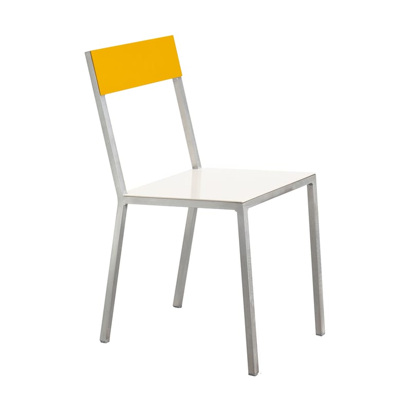 Mobilier - Chaises, fauteuils de salle à manger - Chaise Alu Chair métal blanc jaune / Aluminium - valerie objects - Assise blanche / Dossier jaune - Aluminium