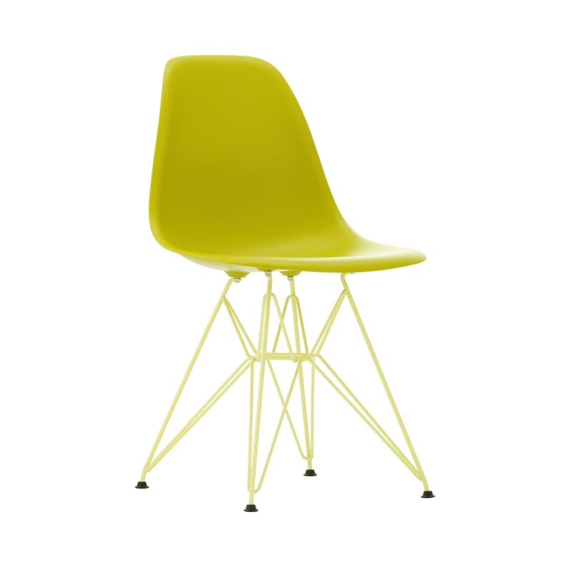 Mobilier - Chaises, fauteuils de salle à manger - Chaise DSR Colours - Eames Plastic Side Chair plastique jaune / (1950) - Pieds colorés - Vitra - Moutarde / Pieds citron - Acier laqué époxy, Polypropylène