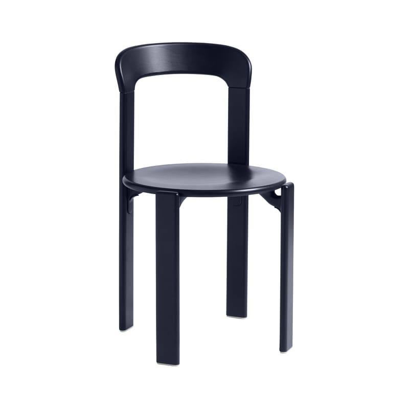 Mobilier - Chaises, fauteuils de salle à manger - Chaise empilable Rey bois bleu / By Bruno Rey x Dietiker, 1971 - Hay - Bleu foncé - Contreplaqué de hêtre, Hêtre massif