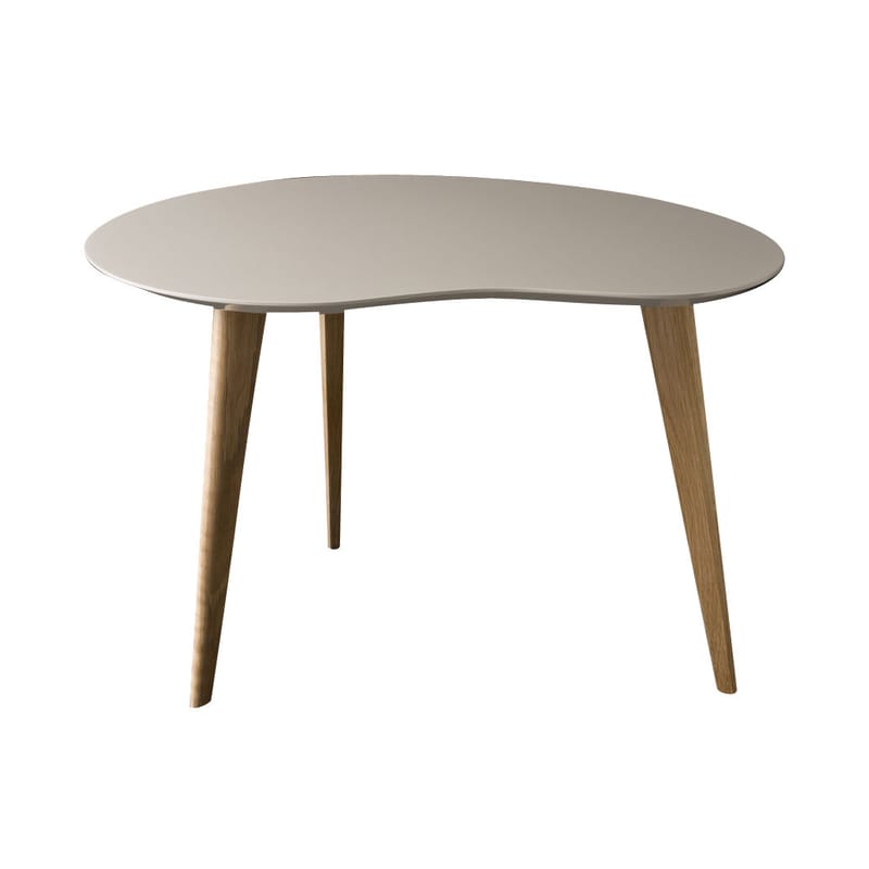 Furniture - Coffee Tables - Lalinde Small haricot Coffee table grey natural wood L 63cm / Wood legs - Sentou Edition - Light grey - Lacquered MDF, Oak