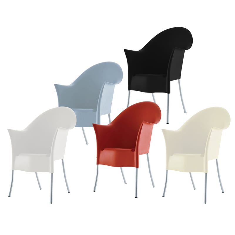 Mobilier - Chaises, fauteuils de salle à manger - Fauteuil empilable Lord Yo plastique blanc / Philippe Starck, 1996 - Driade - Blanc - Aluminium, Polypropylène