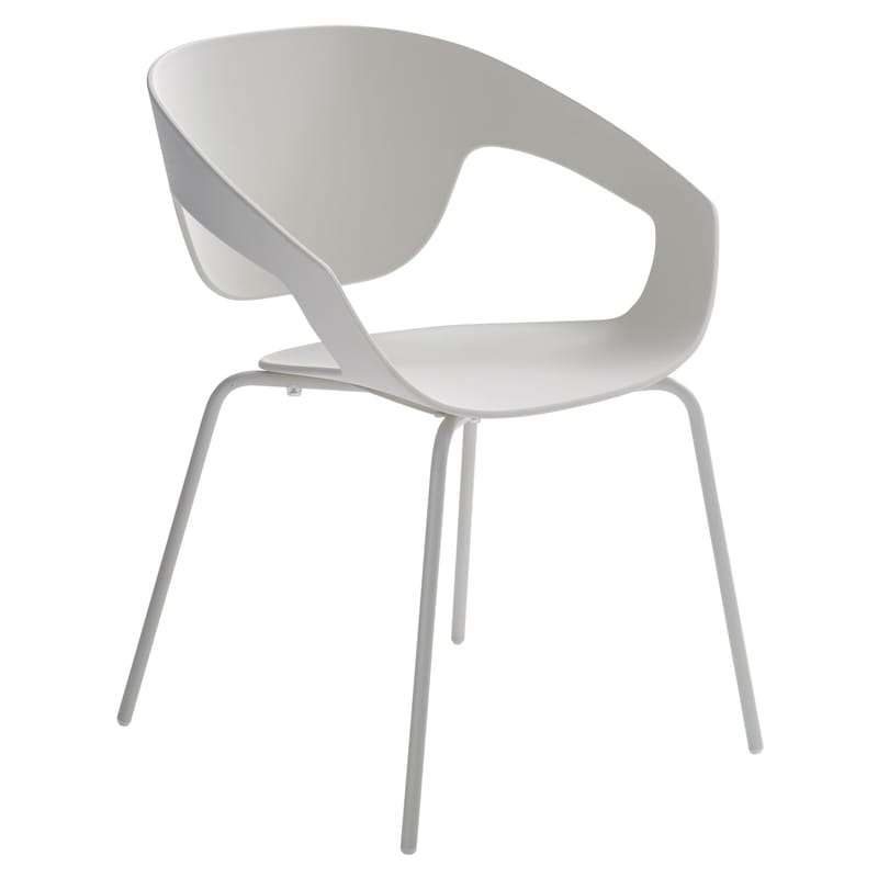 Mobilier - Chaises, fauteuils de salle à manger - Fauteuil empilable Vad plastique blanc - Casamania - Blanc - Métal verni, Polypropylène
