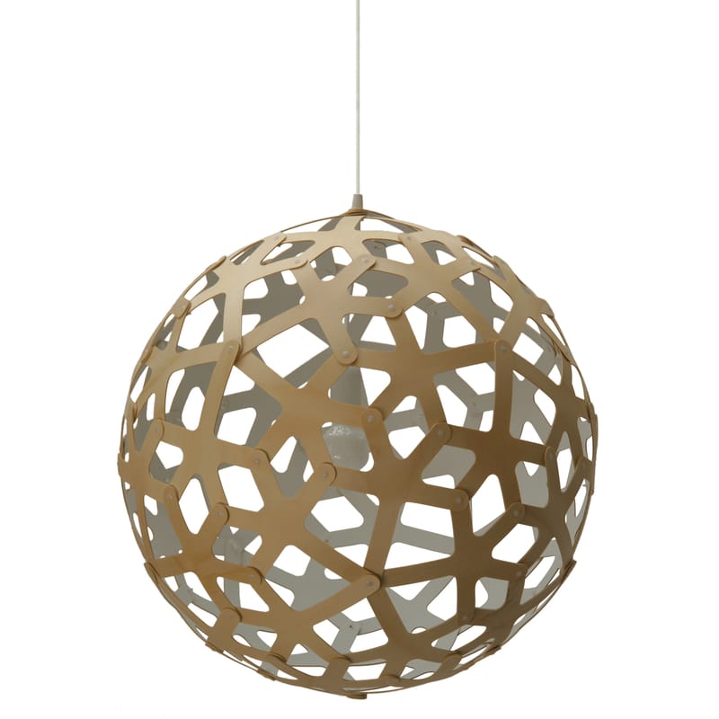 Lighting - Pendant Lighting - Coral Pendant white natural wood / Ø 60 cm - Bicoloured - David Trubridge - White / Natural wood - Bamboo