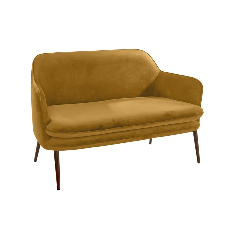 Möbel - Sofas - Sofa Charmy textil gelb gold / Velours - L 128 cm - Pols Potten - Goldgelb - lackierter Stahl, Schaumstoff, Velours