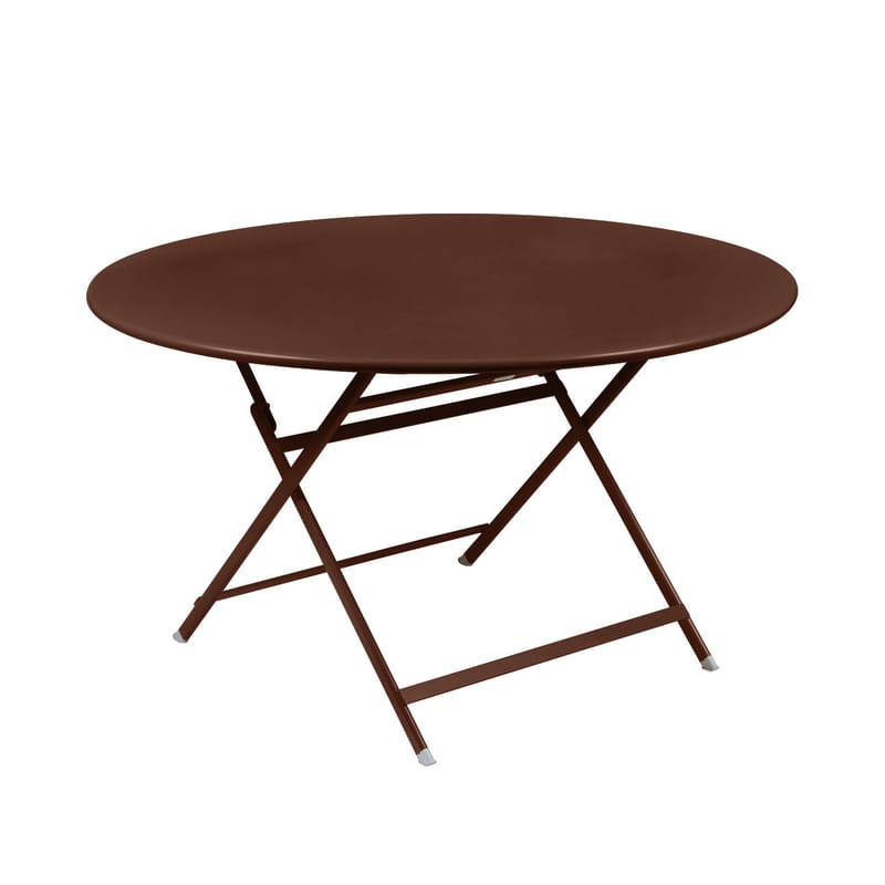 Jardin - Tables de jardin - Table pliante Caractère métal rouge marron / Ø 128 cm / 7 personnes - Fermob - Ocre rouge - Acier peint