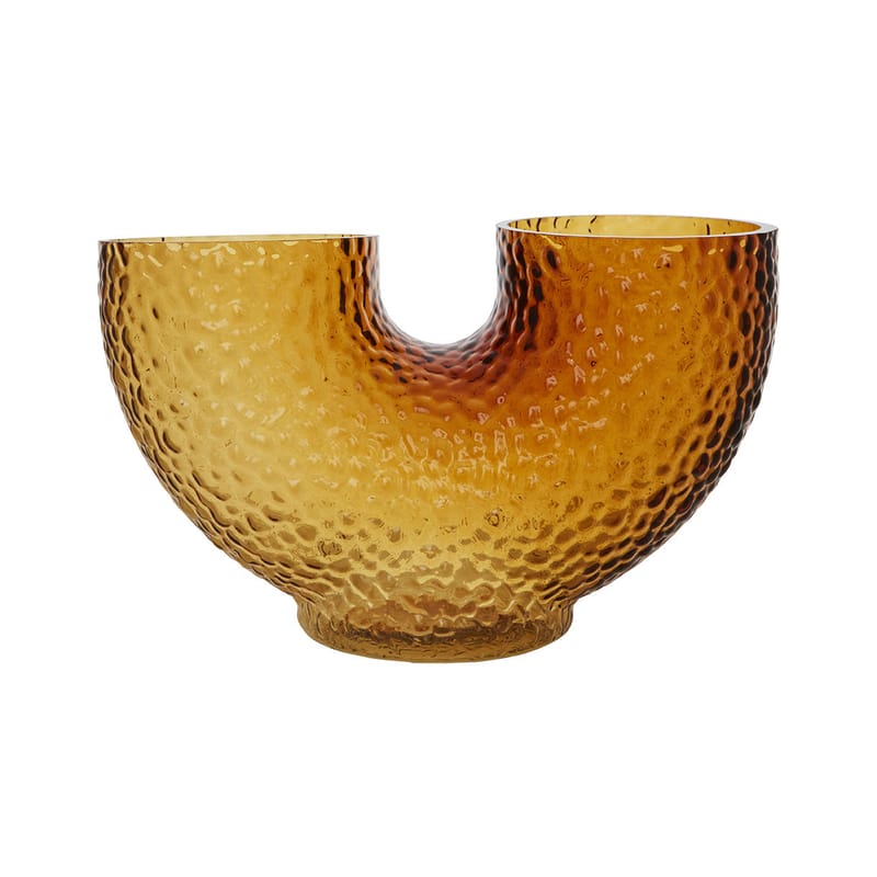 Décoration - Vases - Vase Arura Small verre orange marron / texturé - L 34 x H 19 cm - AYTM - Ambre - Verre soufflé bouche