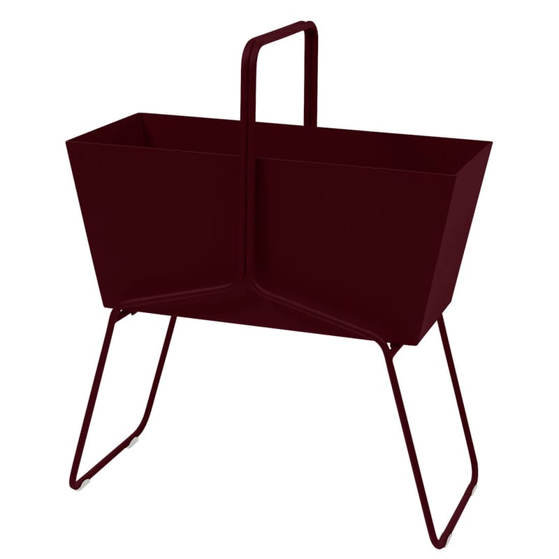 Möbel - Paravents, Raumteiler und Trennwände - Blumenkasten Basket metall rot hoch - Ø 70 X H 84 cm - Fermob - Schwarzkirsche - Aluminium, Stahl